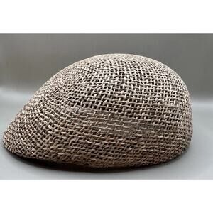 Country Gentleman Large Straw Stingy Brim Fedora Hat Woven Mesh Ventilated Tan